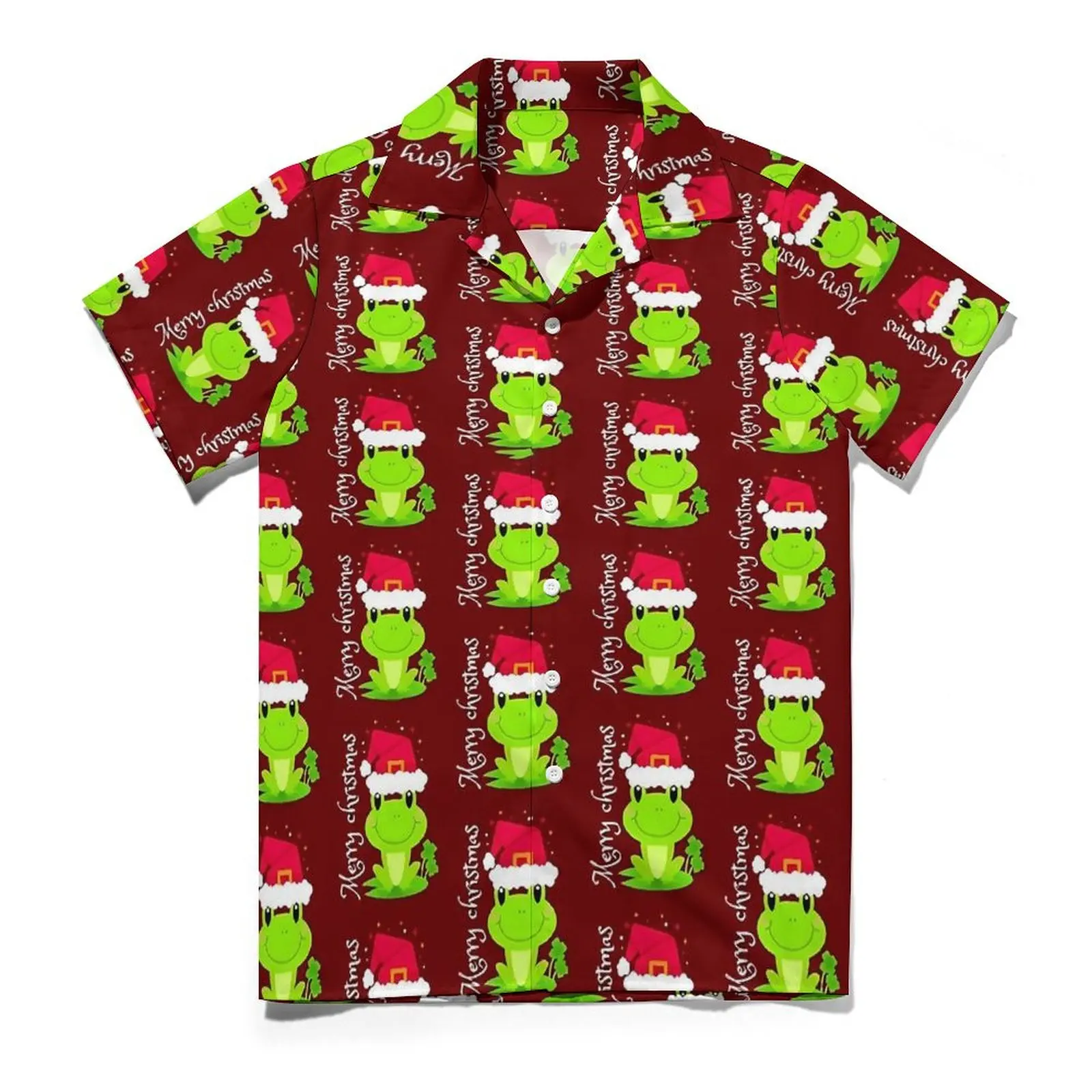 

Hawaiian Shirt Beach Merry Christmas Frog Blouses Funny Animal Classic Casual Shirts Mens Short Sleeve Fashion Plus Size Clothes