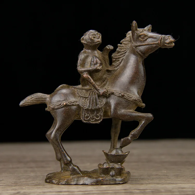 

Collection Solid horse riding monkey ornament Tangma decoration collection Home handicrafts Bronze statue Figure sculpture