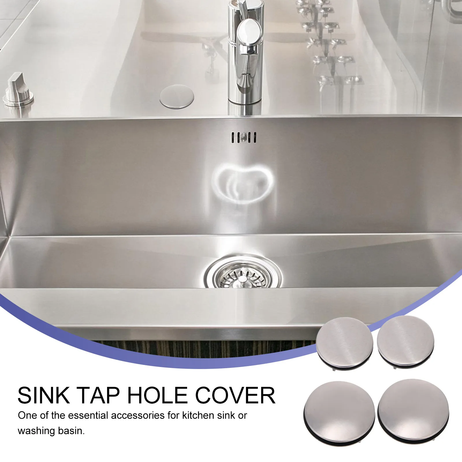 

4Pcs Sink Tap Hole Cover Stainless Steel Premium Kitchen Bathroom Accessory Decorative Leakage Prevention Plug for Washbasin