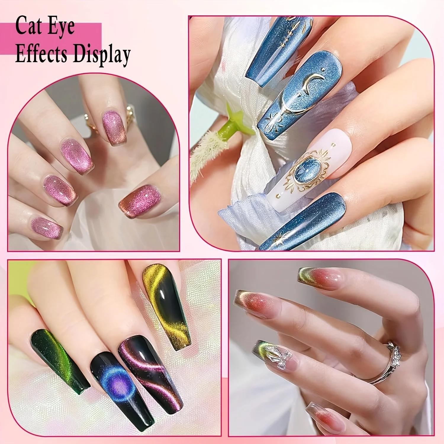 5 in 1 Nail Art Magnete Stick Cat Eye Gel magnetico per smalto gel per unghie Bordo magnetico multifunzione Strumento per unghie Magnete forte a croce