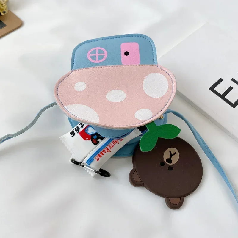 New Cartoon Mushroom Women's Bag Trend PU Shoulder Bag Cute Coin Purse Fashion Messenger Bag