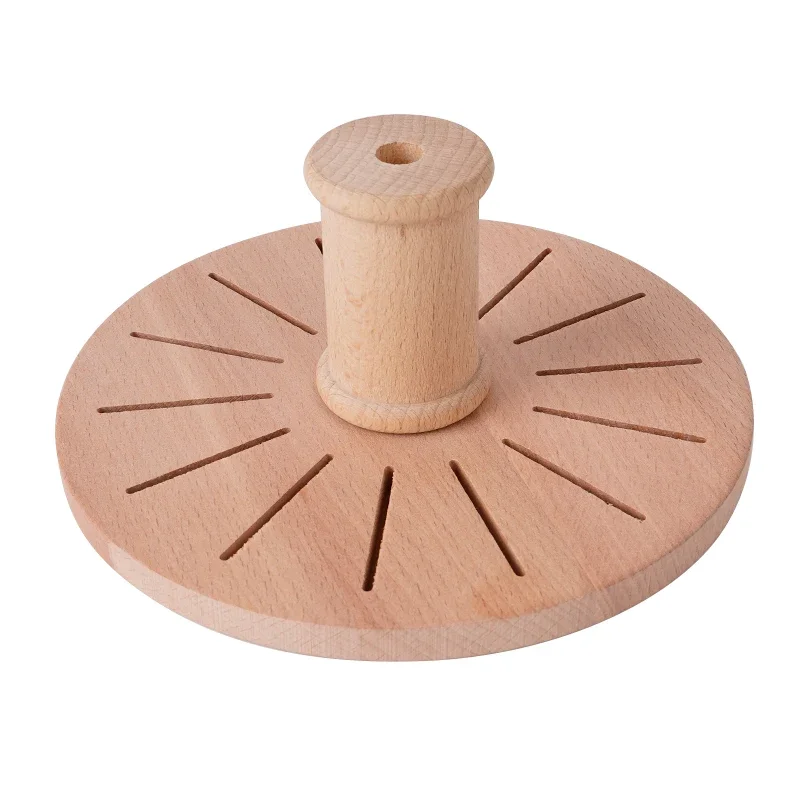 Round Solid Wood Winding Stand Desktop Storage Multi-axis Removable Household Spinning Tools Solid Wood Yarn Stand