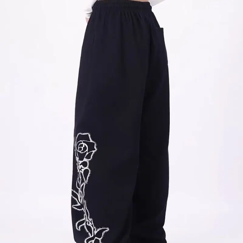 

Американские оригинальные свободные повседневные спортивные штаны с джазовым принтом, брюки для танцев в стиле хип-хоп с надписью, широкие брюки для уличных танцев