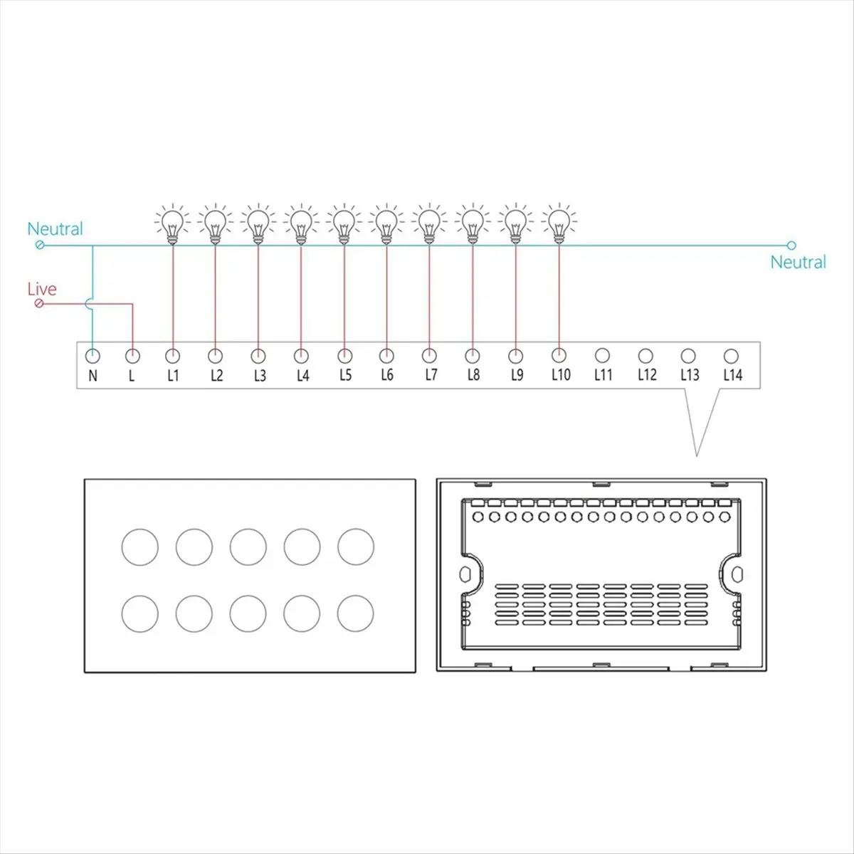 * A02R WIFI Smart Touch Light interrupteur mural interrupteur panneau de verre 10 Gang Tuya vie intelligente pour Alexa Google Home blanc
