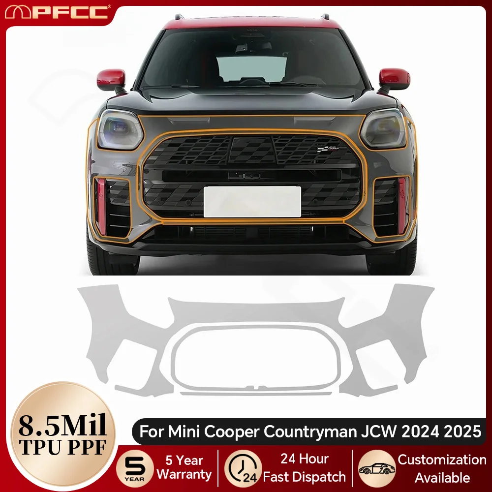 

For Mini Cooper Countryman JCW 2024 2025 8.5Mil TPU Paint Protection Film Car Body Pre-cut PPF Bra Clear Anti-scratch Resistant