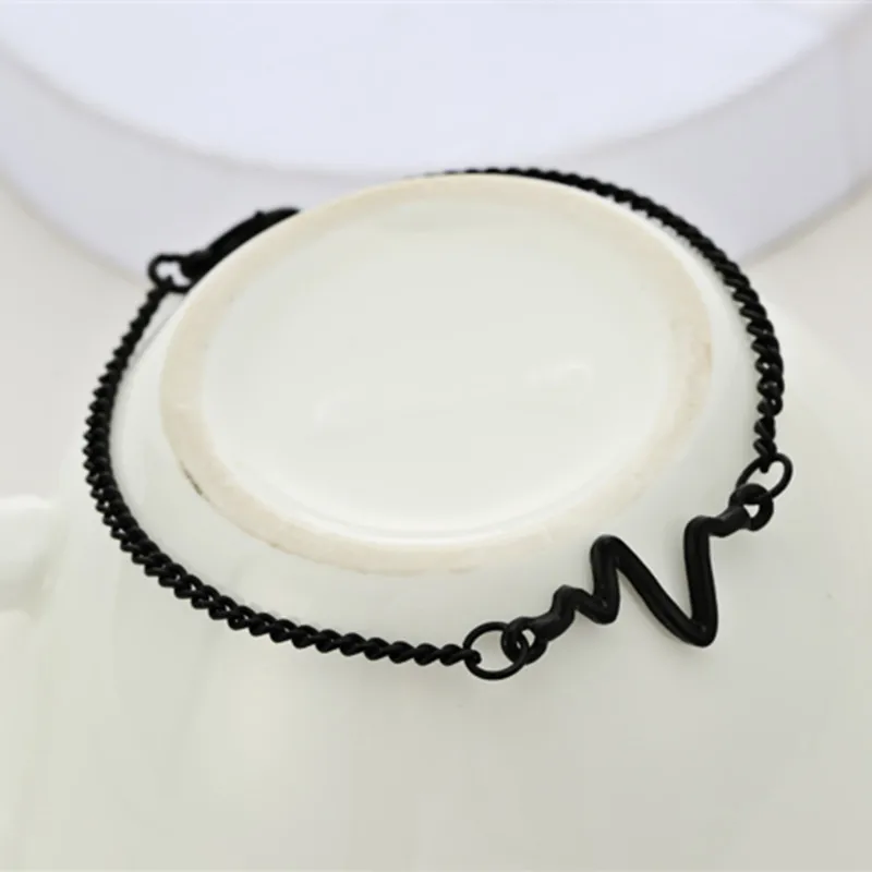 New Arrivals Korean Fashion Hot Simple Waves ECG Heart Rate Lightning Bracelets For Women & Men Jewelry Summer Style Beach