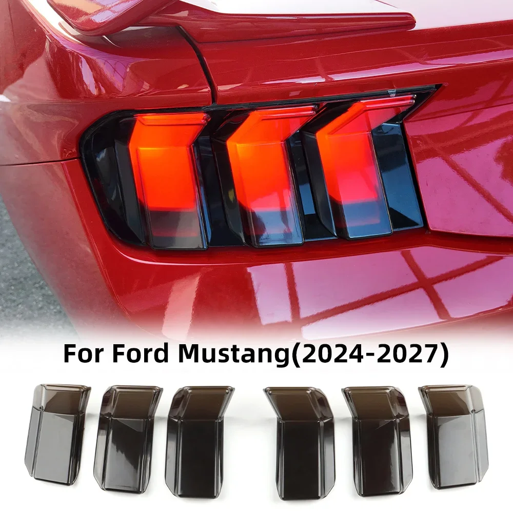 For Ford Mustang 2024-2027 Tail Light Cover ABS Smoked Black 6PCS Rear Lamp Protector Trim Exterior Accessories Upgrade