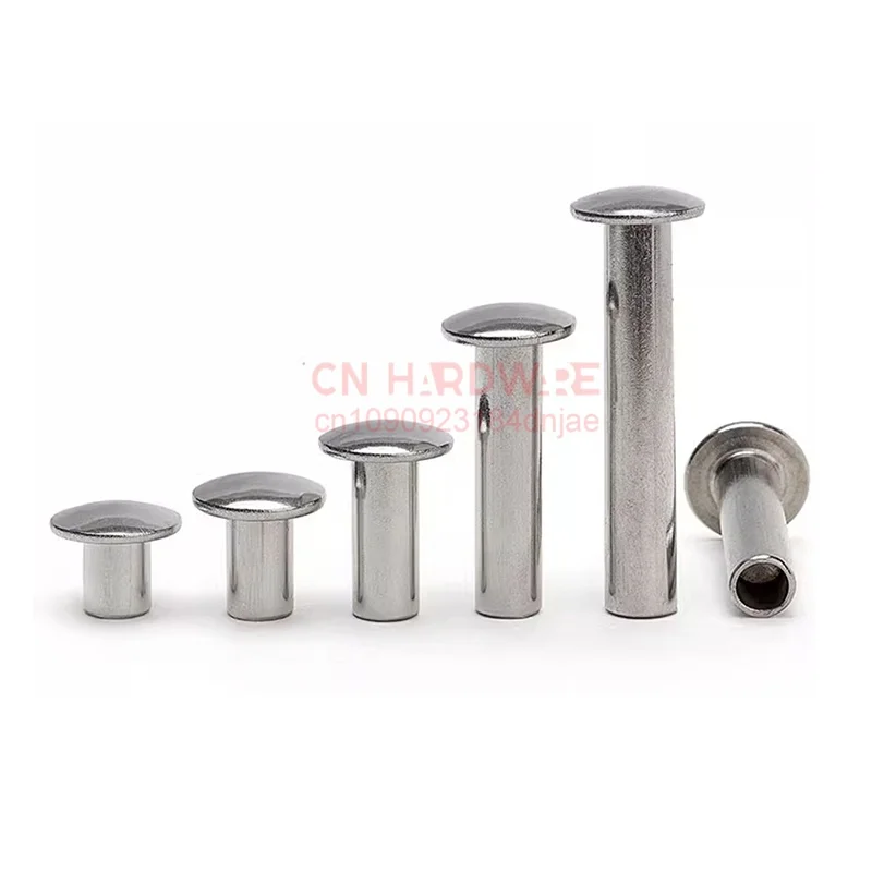 GB873 M1.5 - M10 A2 304 Stainless Steel Oval Head Semi-Tubular Rivets Round Head Half Hollow Shank