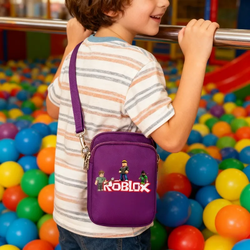 Hot ROBLOX Game Cartoon Printed Small and Square Bag Mini Mobile Phone Bag Boys and Girls Birthday Gifts