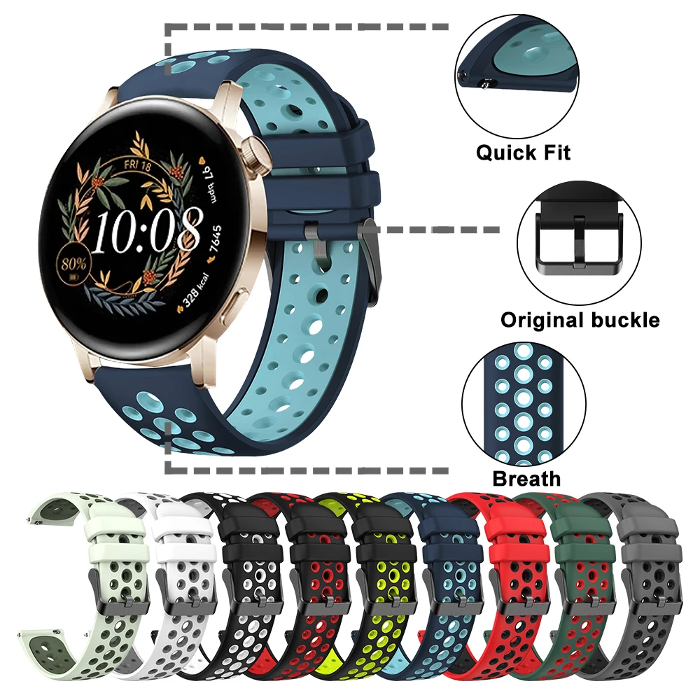 20mm Silicone Strap for Huawei watch GT3 42mm watch 2 Two Colors Band Outdoor Running  Watchband Strap for Huawei Watch 2