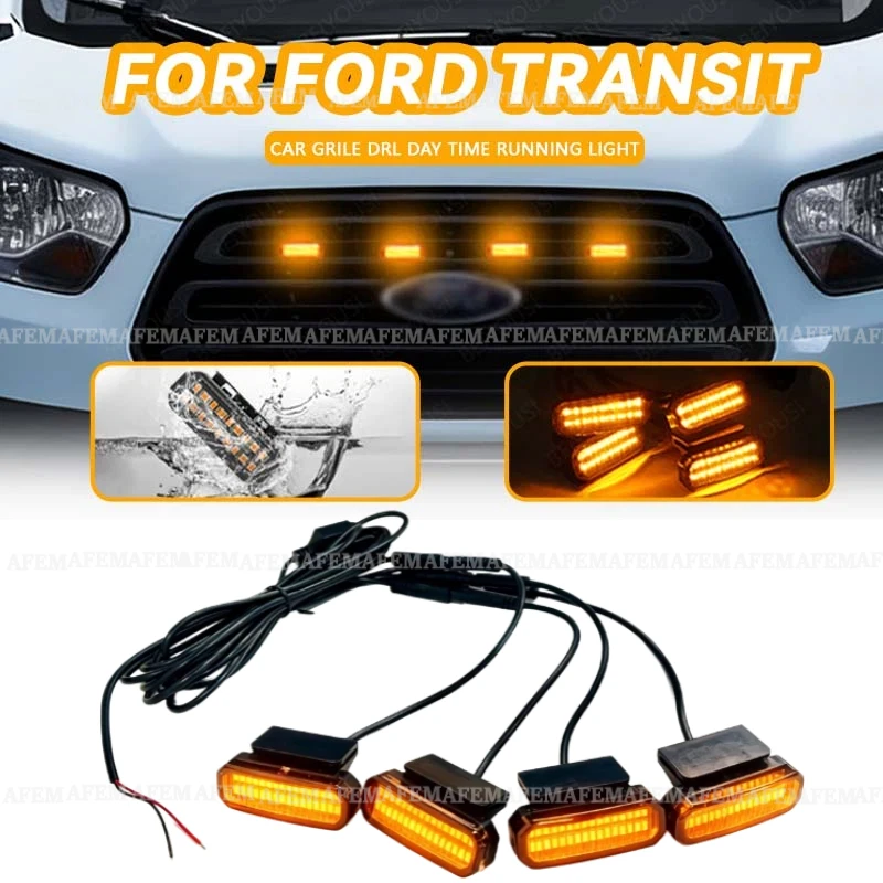 LED Front Grille Light FOR FORD TRANSIT Car Daytime Running Light Wheel Eyebrow Lamp For Pickup Offroad 12V
