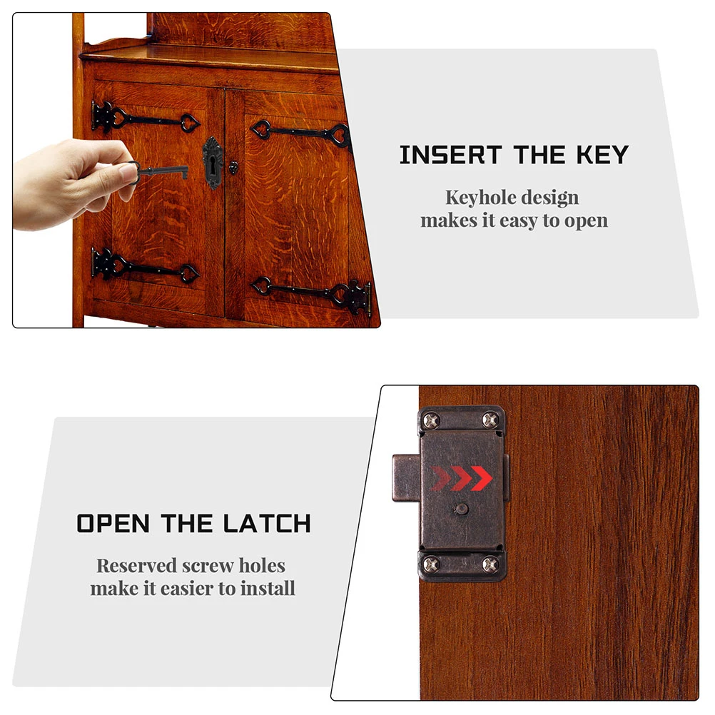 

Metal Furniture Locks Vintage Style Retro Wooden Case Cabinet Latch Jewelry Box Lock Rustproof Durable for Wooden Boxes