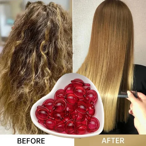 Imagen 2 del producto Cápsula mágica de vitamina para el cabello, aceite de queratina, restauración rápida del cabello, suave, brillante, hidratante profundo, productos para el cuidado del cabello del cuero cabelludo seco y rizado