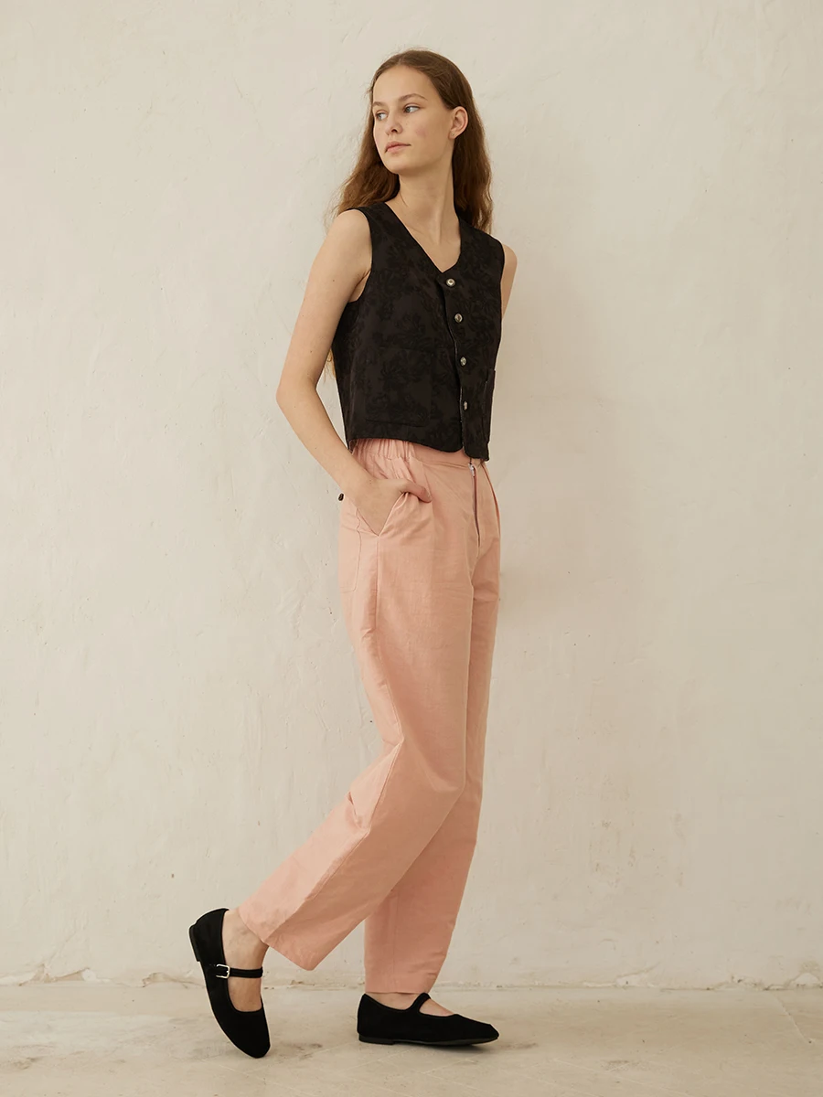 

High Waist Cotton Linen Pink Radi Pants Korean Sle Long Trousers Spring Summer Premium Quali apefruit Pink Casual Pants