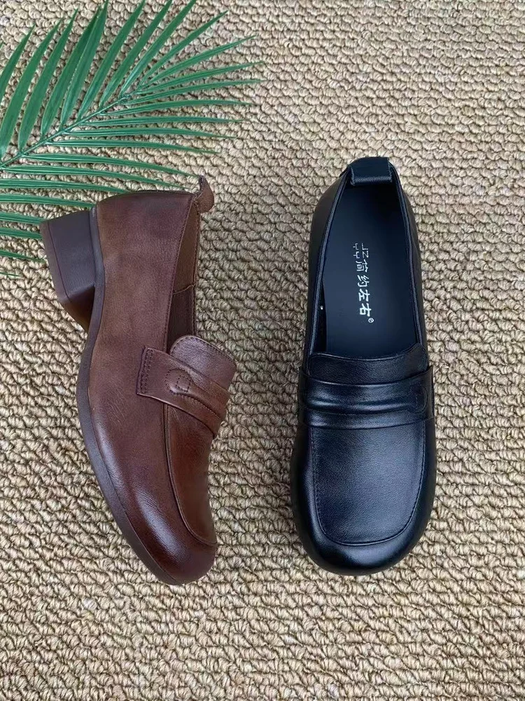 retro-style-leather-slip-on-loafers-women's-fashion-single-shoes-comfortable-mom-shoes-spring-autumn-seasonal-uk-style