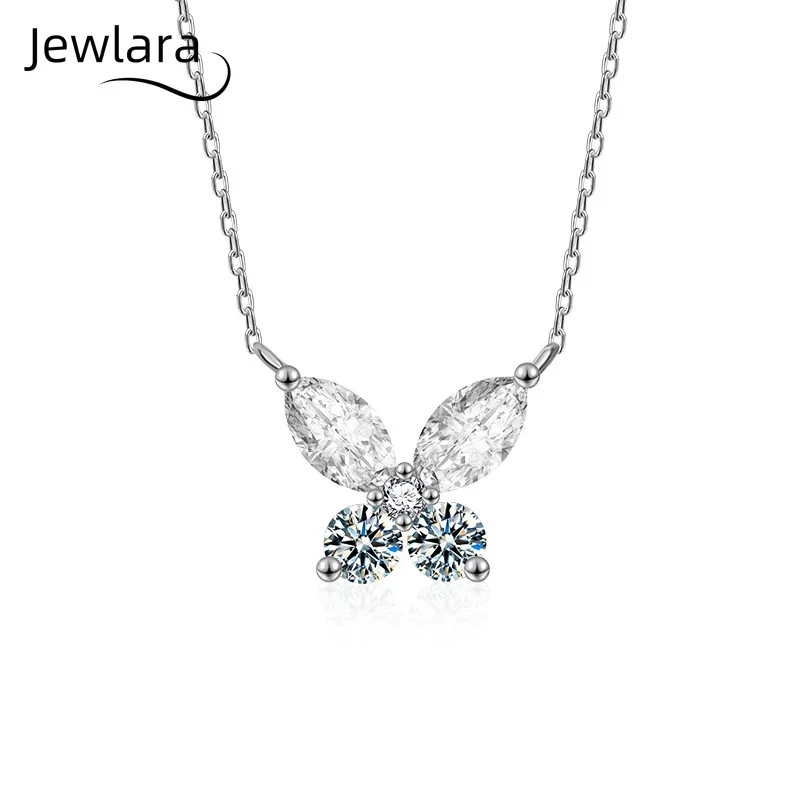 Jewlara 925 Silver Moissanite Butterfly Women's Necklace, Collarbone Chain Pendant Jewelry, Fashionable Light Luxury Design