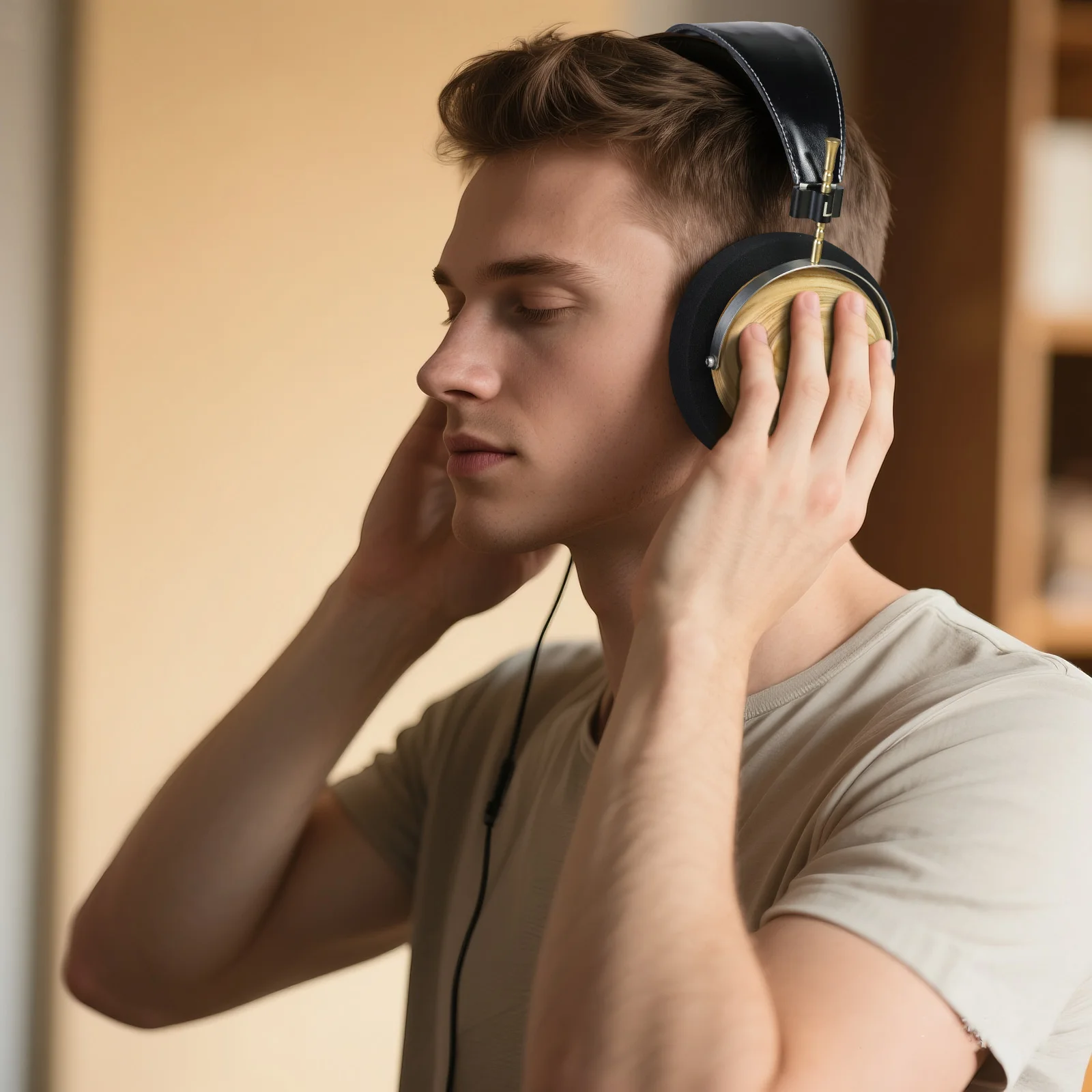 سماعات رأس خشبية من Geekyaudio مكبر صوت 50 ملم شبه مفتوح من الخلف سماعات خشبية شمعية بيضاء مع مضفرة من النايلون 5 النواة /ZMF Caldera