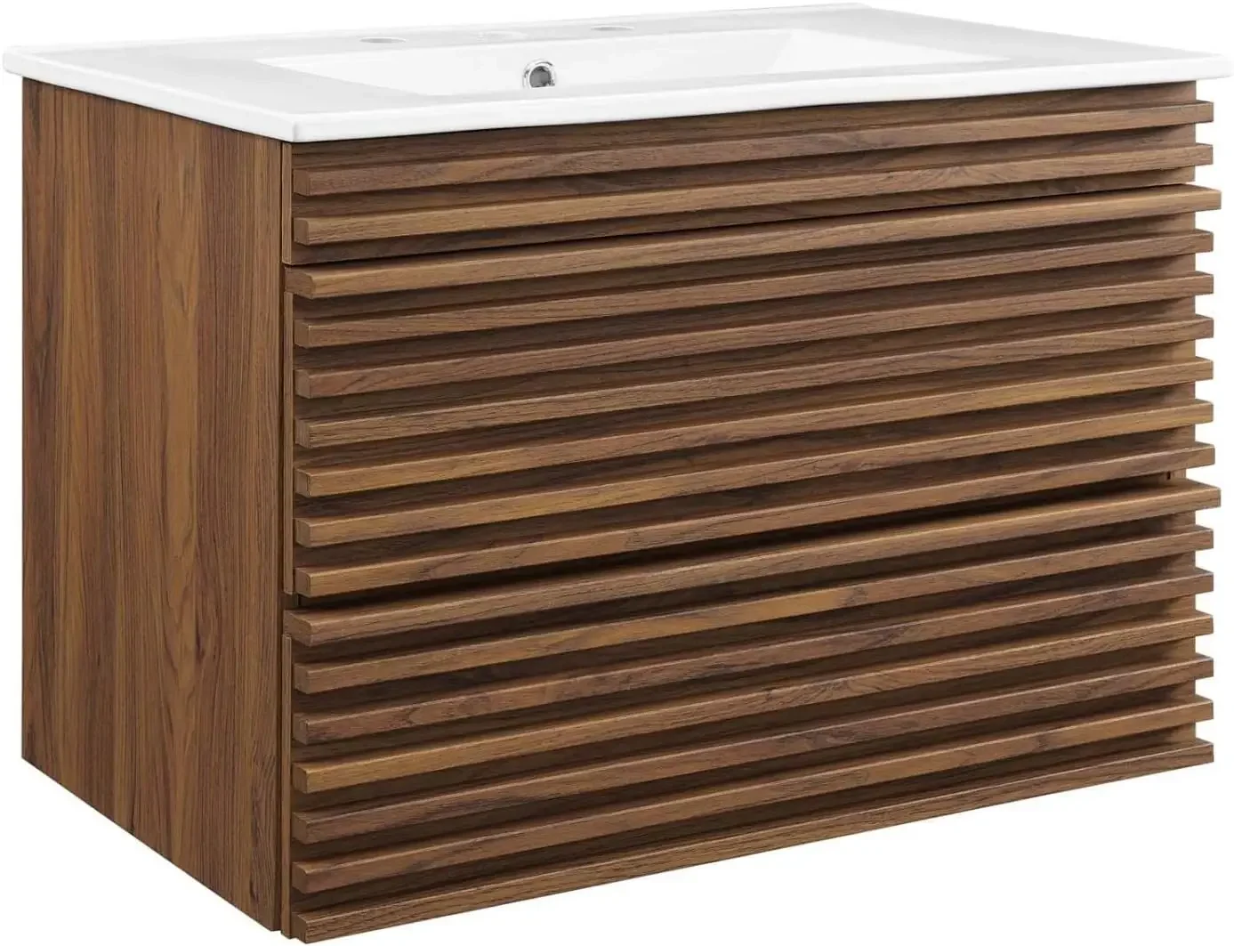 

Render 30" Wall-Mount Bathroom Vanity in Walnut White,Bathroom Cabinets