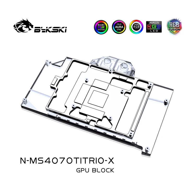 Bykski GPU Water Block Card Copper Cooling Radiator RGB SYNC for MSI GeForce RTX 4070 Ti GAMING TRIO SUPRIM X N-MS4070TITRIO-X