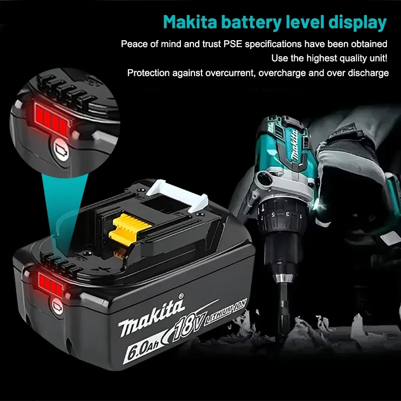 Makita replaces lithium battery, 100% genuine, 6Ah, 5Ah,  Makita 18V rechargeable battery, BL1840，BL1830B，BL1850B，BL1850，BL1860