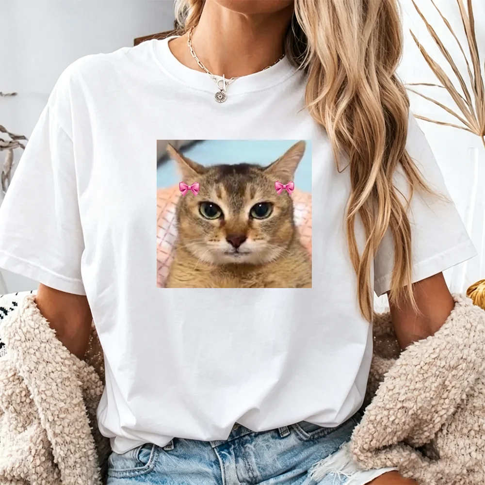 Meimei Cat Meme T Shirt Women Pink Bow ‘Save Meimei Cat’ Graphic Tee Casual Short Sleeve Cotton Tshirt Funny Animal Print Tops