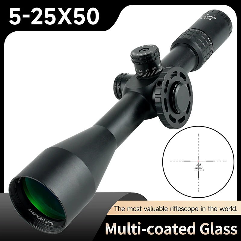 

5-25X50 FFP Red/Green Hunting Optical Sight Adjustable Brightness Reflex Light Tactical Riflescope 11mm/20mm Rail