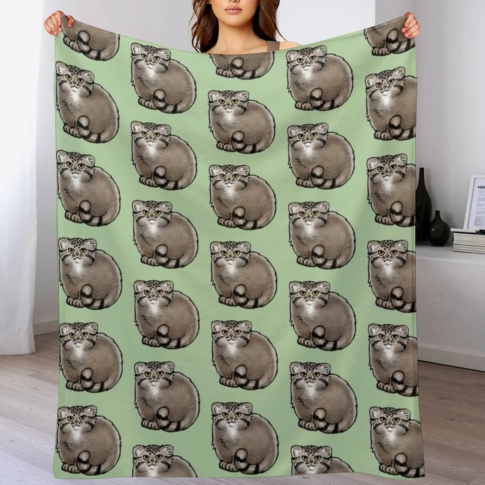 

Pallas's Cat / Manul Cat Throw Blanket Luxury Plaid on the sofa Custom Soft Blankets