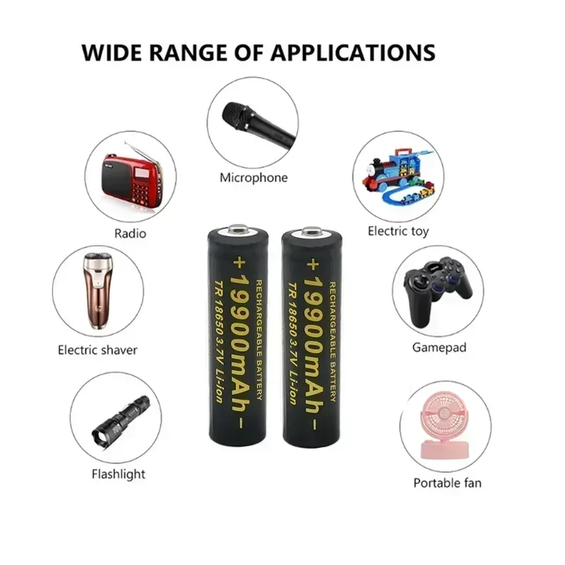 New 18650 Li-Ion Battery 19900mah Rechargeable Battery 3.7V for LED Flashlight Flashlight or Electronic Devices Batteria