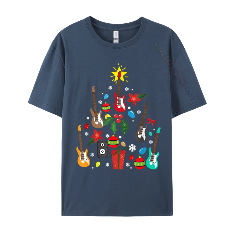 Bass Guitar Christmas Tree Guitar Player Musician Pajamas  T-Shirt Graphic Print Tops Men Hip Hop Tee Clothes T Shirt