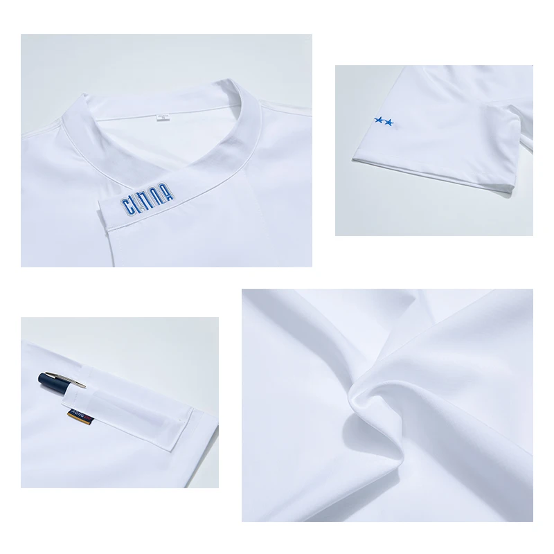 Giacca da cucina uniforme da cuoco nero bianco blu colore cameriere/vestiti da cameriera giacca da cuoco abbigliamento da lavoro ristorante Hotel