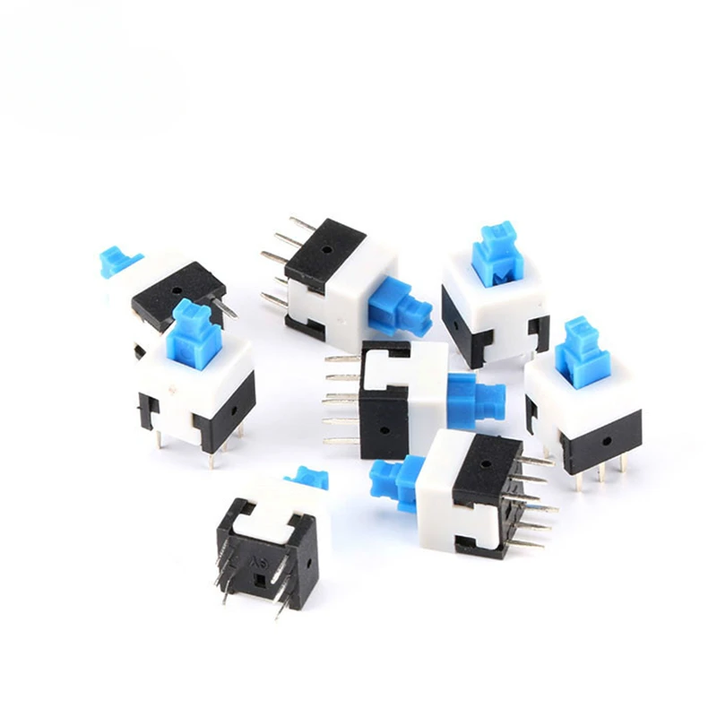 20pcs/lot Square 7x7x12mm 6 Pin DPDT Mini Push Button Self-locking Switch G64 Multimeter Switch  8x8MM