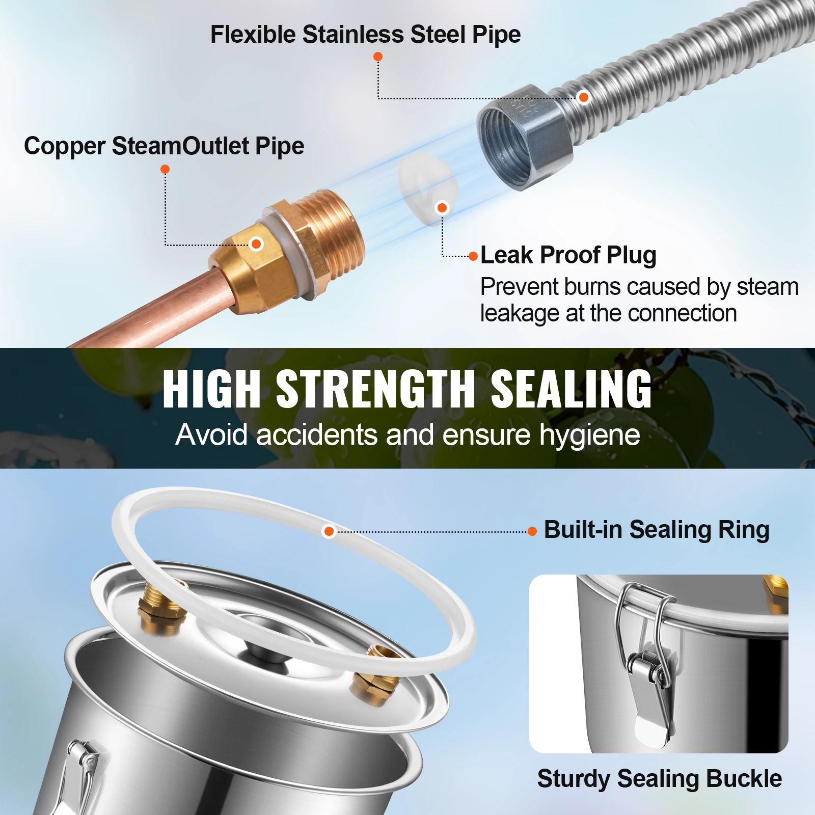 SucceBuy الكحول لا يزال 3 5 8 جالون الفولاذ المقاوم للصدأ المياه الكحول المقطر ث/ملف النحاس لتبريد المزدوج مكثف المقطر عدة #5