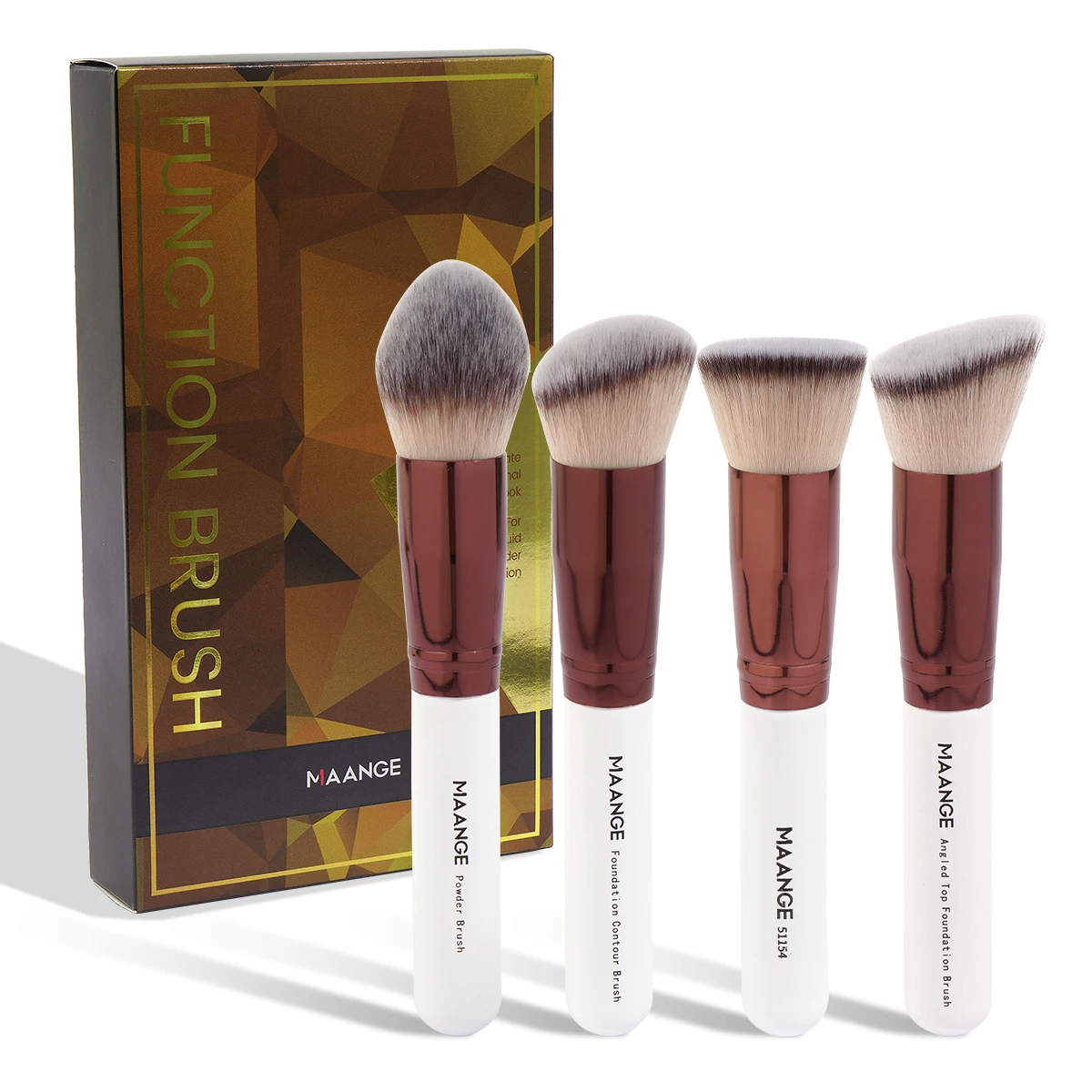 メイクブラシキット 4本セット ケース付き ファンデーション コンシーラー パウダーメイクブラシ 柔らかいふわふわの毛 ビッグコスメティックブラシセット ビューティー