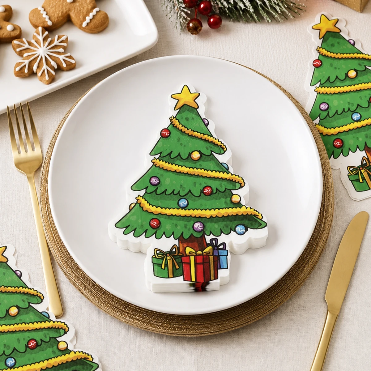 Christmas Disposable Paper Napkins Merry Christmas Decor for Home 2026 Cartoon Xmas Tree Tissues Navidad Natal New Year 2027