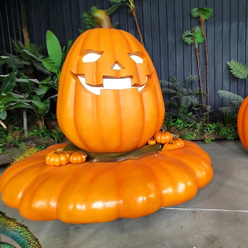 Giant Family Halloween Fiberglass Pumpkin Statue Mall Public Places Airport Daycare