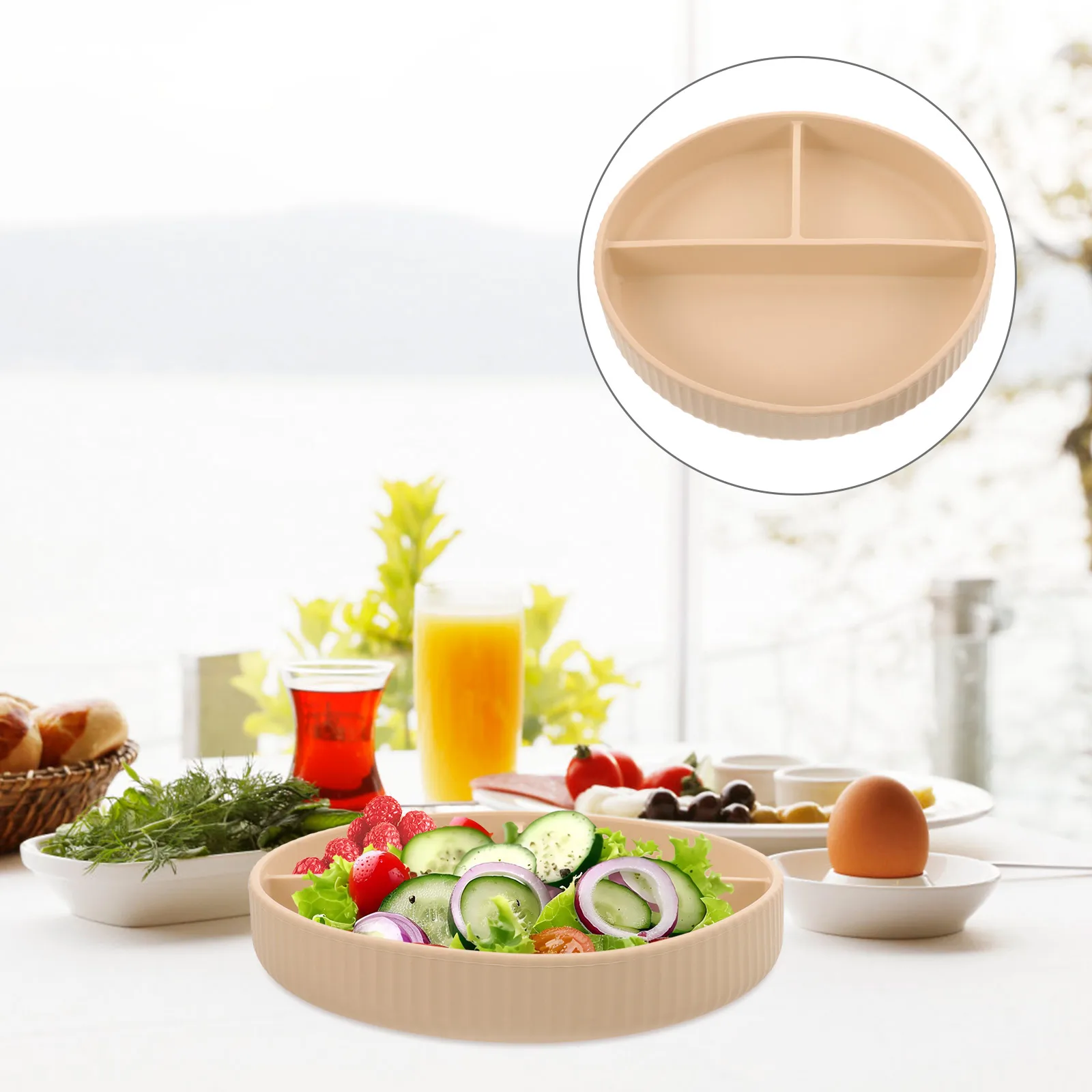 

Силиконовый поднос, разделенная тарелка для еды, супов, закусок, контроля порций, разделительная тарелка для еды, прочная, термостойкая, легко чистится