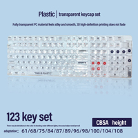 132 Keys CBSA Profile Transparent Mechanical Keyboard Keycaps Tray-molded Boneless Horn-injected PC Keycap for Gateron Cherry MX