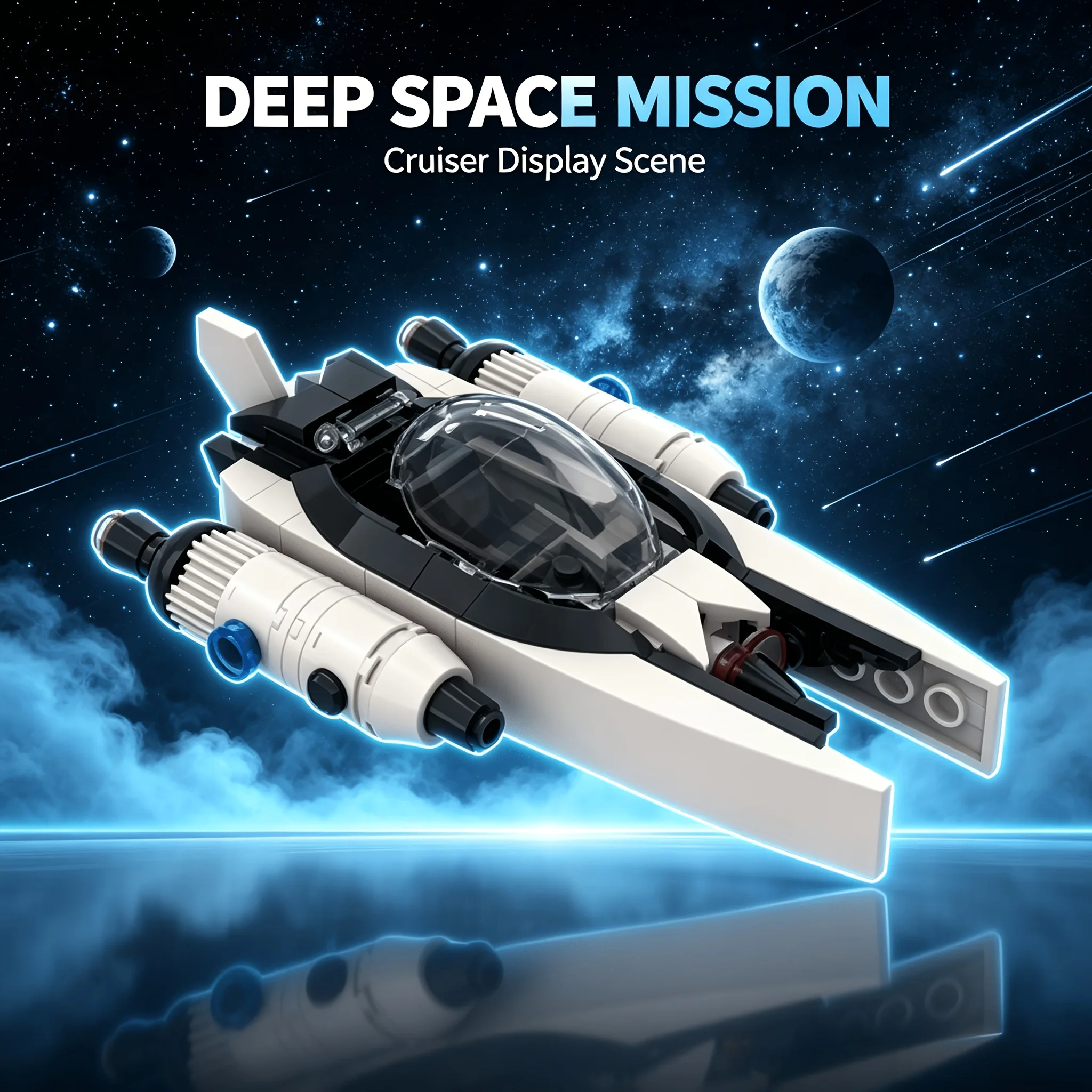 Spaceship Building Blocks Model, Dual Engine & Openable Transparent Cockpit, Cool DIY Assembly Ornament