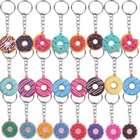 2pcs Creative Sweet Donut Keychain Party  Kids Food Pendant Keyrings Bag Pack Ornaments Keychain Accessories Diy Gift