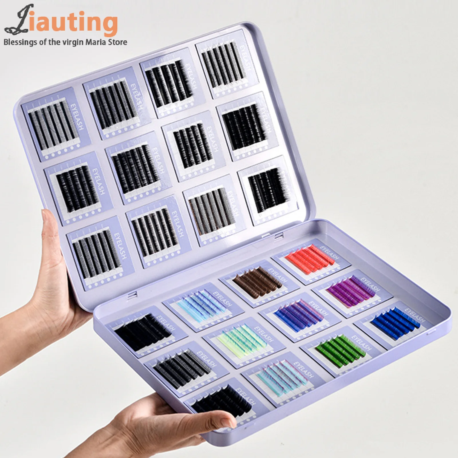 Empty Magnetic Fake Eyelash Storage Box With 24 Diskettes False Eyelash Holder Case Container Travel Pallet Lash Holder