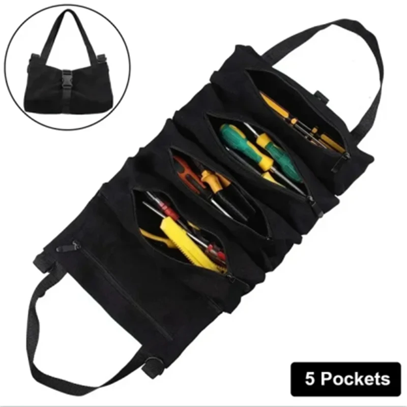 ABKJ-Multi-Purpose Tool Bag Professional Multi Pocket Hardware Tools Pouch Roll UP Portable Small Tools Organizer Bag