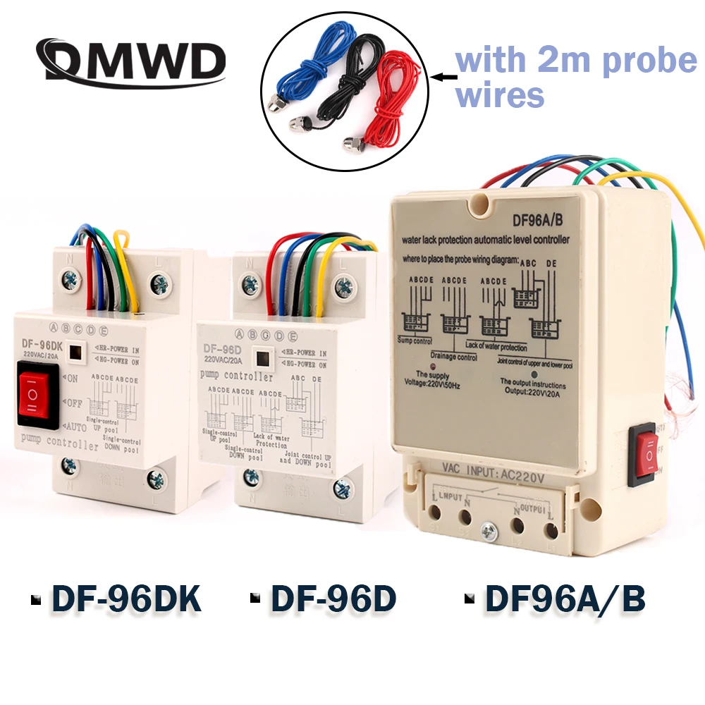 DF-96D 96DK  A/B Automatic Water Level Controller Switch 10A 220V Water tank Liquid Level Detection Sensor Water Pump Controller