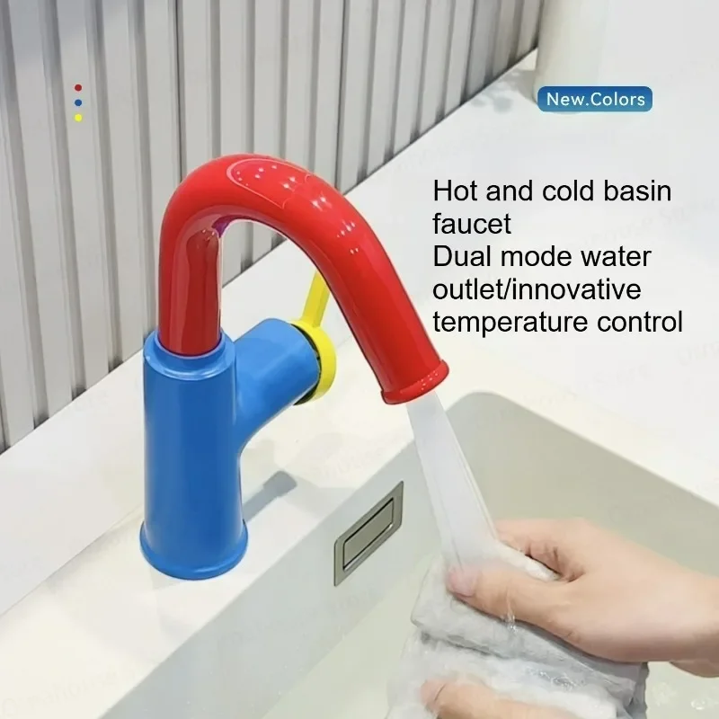 Candy Color Unique Design Basin Faucet Gray Sink Mixer Tap Hot & Cold Deck Mounted Lavatory Crane Bathroo Water Tap Chrome