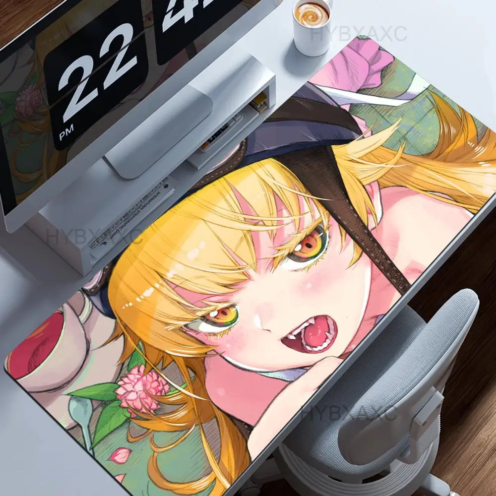 Shinobu O-Oshino Mouse Pad Cute HD Rubber Desk Pad Extended Gaming Big Keyboard Mat Large 90x40cm XXL Game Mouse Pad HYBXAXC