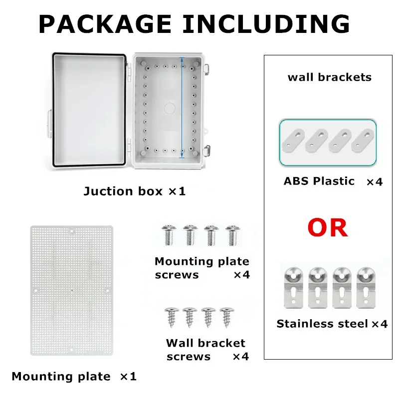 Gray Cover Outdoor Plastic Waterproof Junction Box with Flip Hinge Buckle Rainproof ABS Foundation for Monitoring Equipment