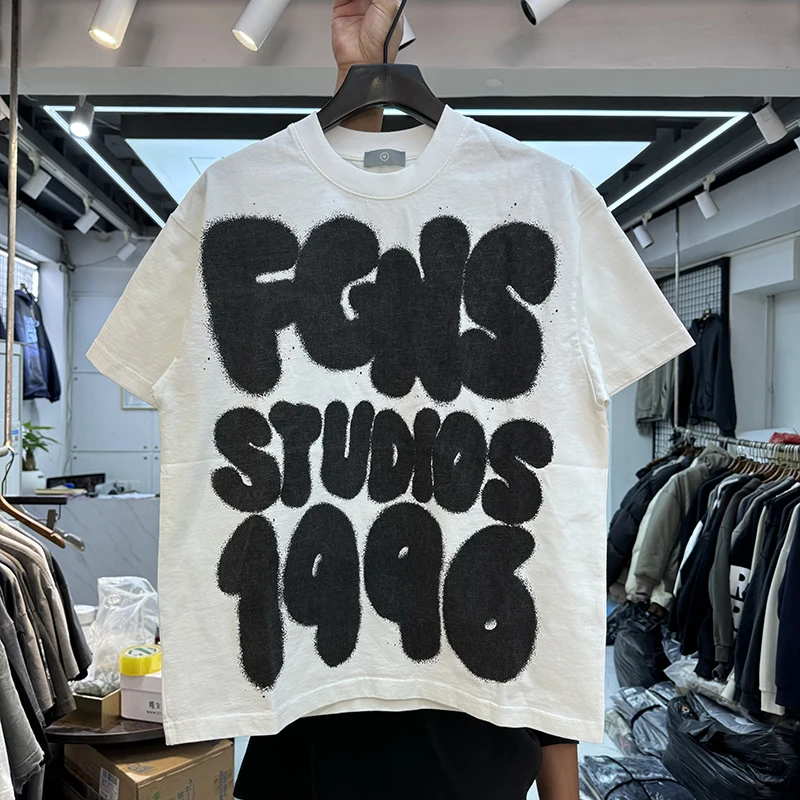 

American High Street 1996 Digital Ink Graffiti Print Loose Fit round Neck Short Sleeve T-Shirt Unisex Summer Hip Hop Style