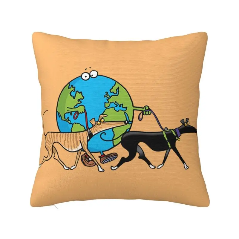 Custom Cute Greyhound Whippet Dog Cushion Cover Decoration Printing Sihthound Animal Throw Pillow Case for Car Double Side