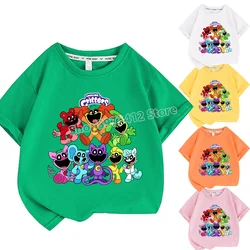 T-shirt Smiling Critters pour enfants, dessin animé, vêtements décontractés Kawaii, figurine de jeu Catnap DogDenci, t-shirts pour garçons et filles, boutique