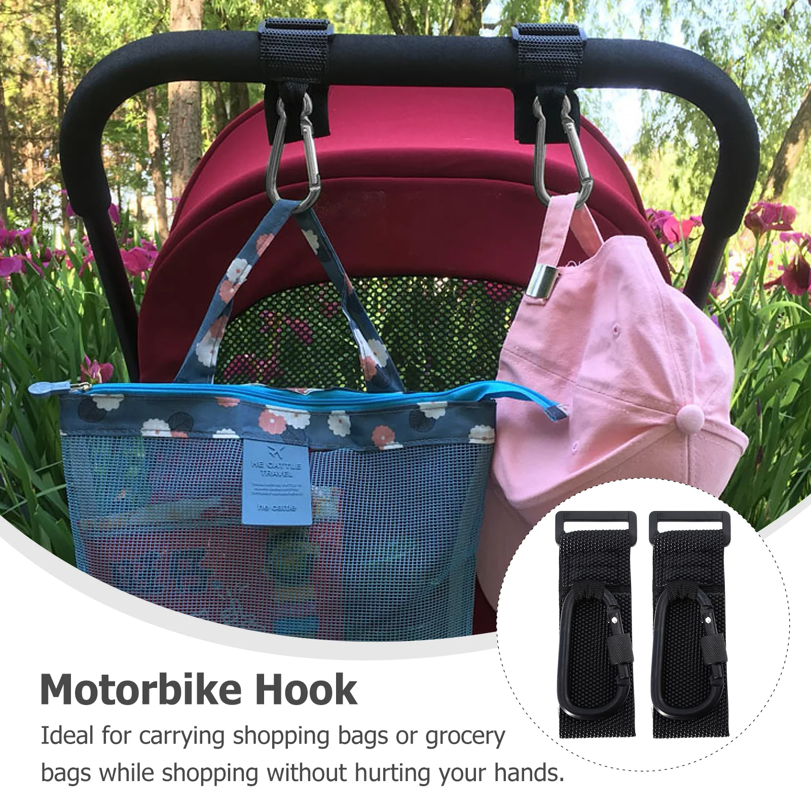 

2pcs Electric Bike Hook Non-Slip 30Kg Load Capacity For Stroller Pram Wheelchair Bag Holder Organizer Hanging Hooks