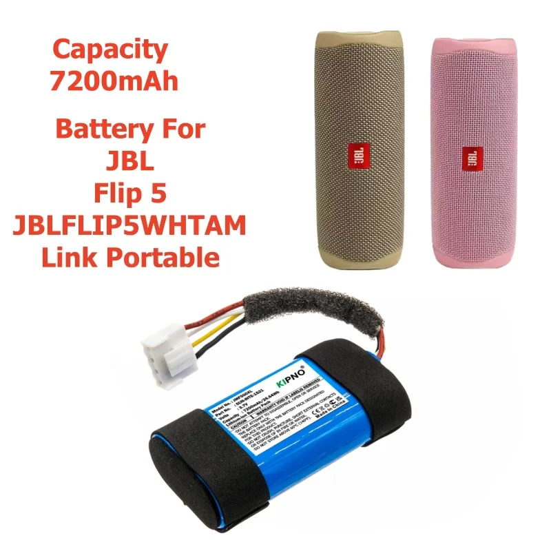 KIPNO 7200mAh High Capacity  Speaker Battery 1INR19/66-2  33LIR200120  ID1060-A for JBL Flip 5, JBLFLIP5WHTAM Link Portable